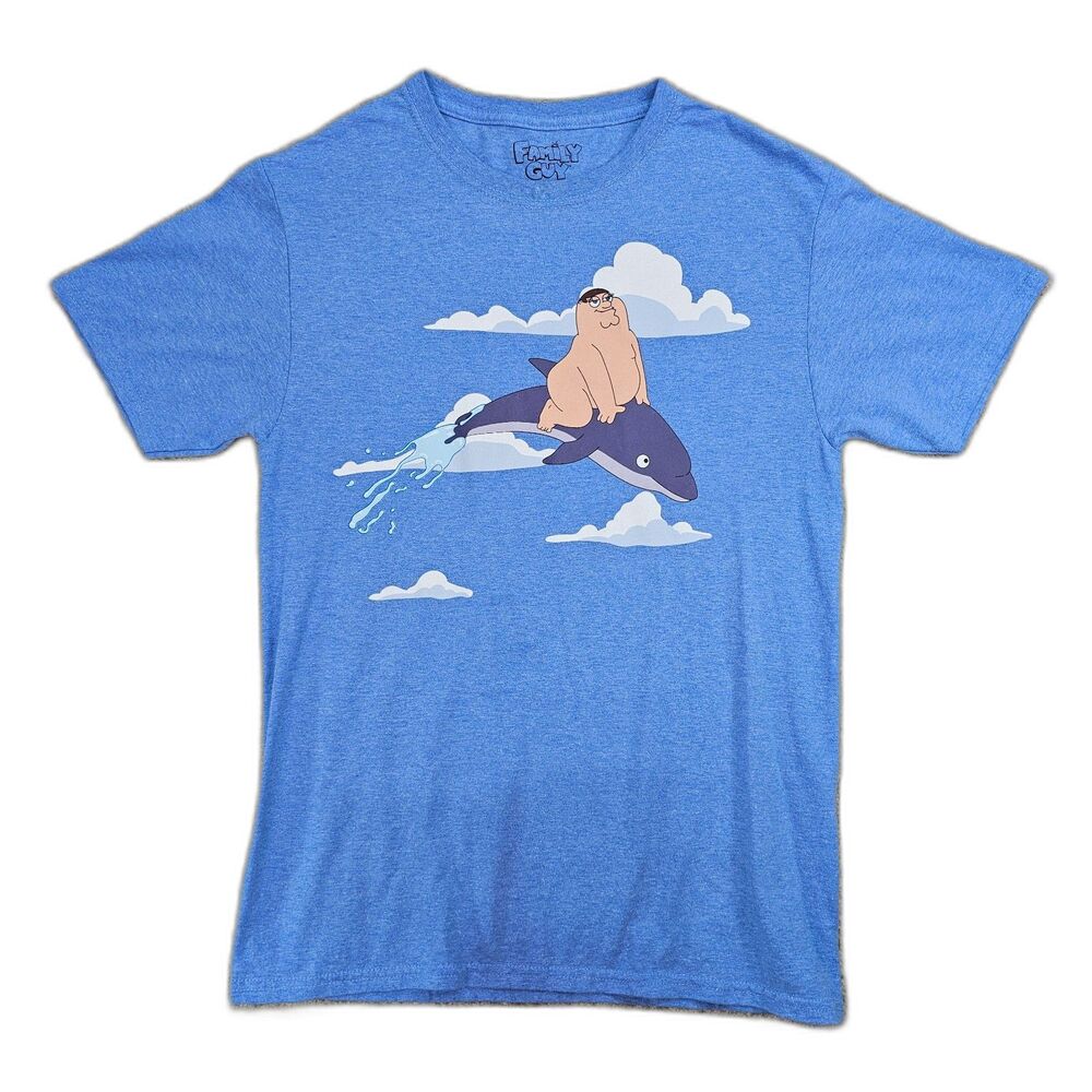 Family Guy Peter Griffin Dolphin T Shirt Small Blue Ripple Junction Graphic Tee